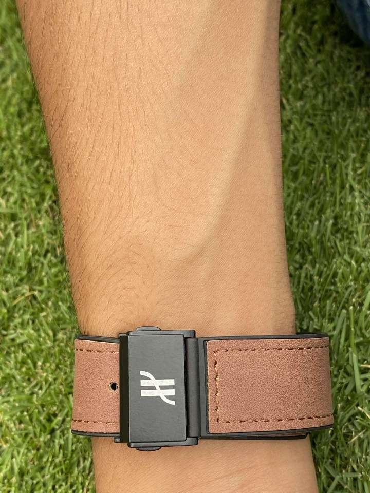 Elegant Hublot – Black Chronograph Dial with Brown Leather Strap