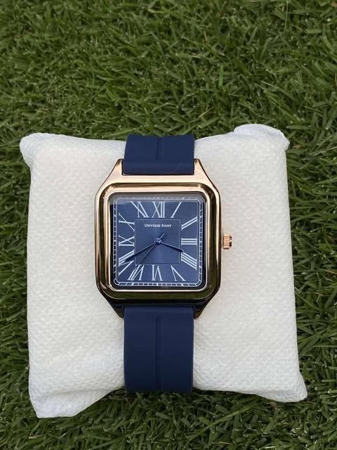 Universe Point – Square Dial Watch with Golden Edges, Blue Face & Magnetic Strap