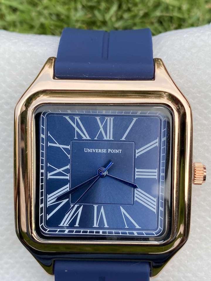 Universe Point – Square Dial Watch with Golden Edges, Blue Face & Magnetic Strap