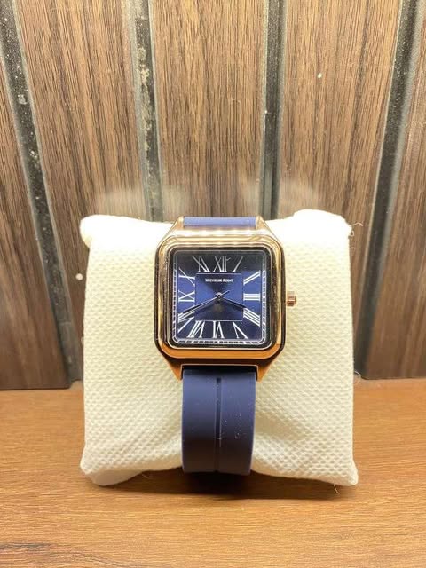 Universe Point – Square Dial Watch with Golden Edges, Blue Face & Magnetic Strap