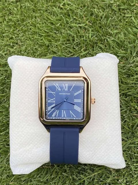 Universe Point – Square Dial Watch with Golden Edges, Blue Face & Magnetic Strap